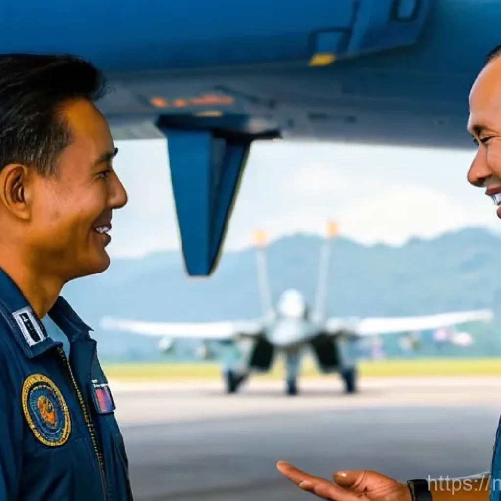 공군의 국제 협력 작전 사례 - **Joint Air Force Training: A Moment of Shared Expertise**
A realistic, high-definition image ca...