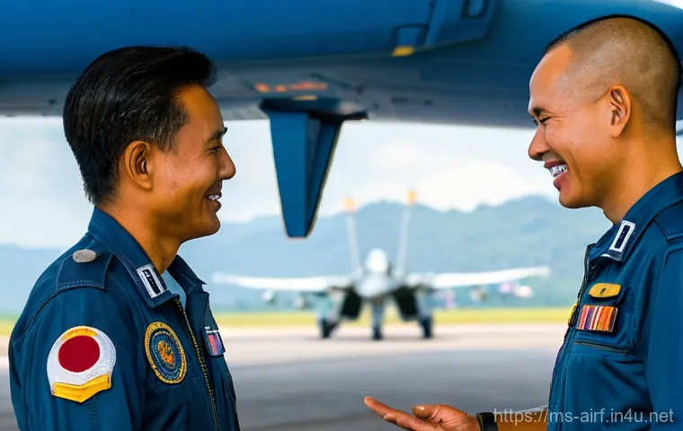 공군의 국제 협력 작전 사례 - **Joint Air Force Training: A Moment of Shared Expertise**
A realistic, high-definition image ca...