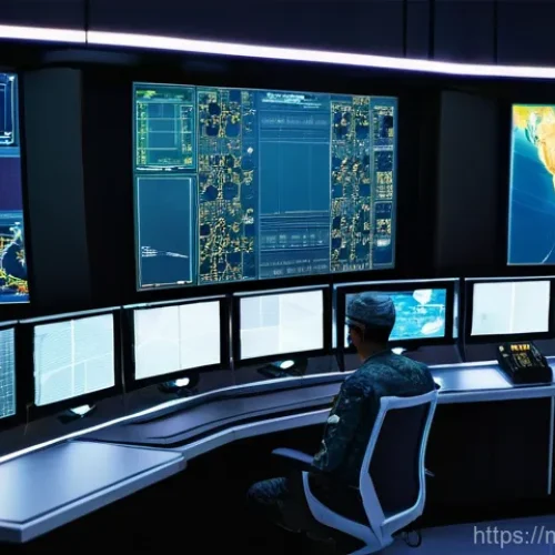 Home 26 공군의 방공 시스템 - **Prompt:** A detailed, realistic depiction of a futuristic, high-tech air defense control center in...