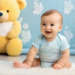 공군 전투기 성능 비교 - A joyful baby, approximately 9 months old, sitting on a fluffy white rug in a brightly lit nursery. ...