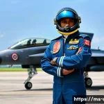 공군 조종사 훈련 프로그램 - **Prompt:** "A heroic and proud Royal Malaysian Air Force (TUDM) pilot, in a meticulously tailored a...