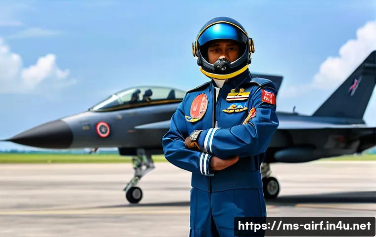공군 조종사 훈련 프로그램 - **Prompt:** "A heroic and proud Royal Malaysian Air Force (TUDM) pilot, in a meticulously tailored a...