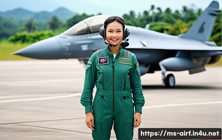 공군의 여성 조종사 채용 - A confident female military pilot in Malaysia wearing a custom ergonomic flight uniform designed for...