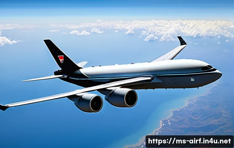 공군 정찰기 운용 방식 - A highly detailed military reconnaissance aircraft flying at high altitude over tropical Southeast A...