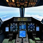 공군 전투기 연비 비교 - A cutting-edge Malaysian fighter jet cockpit interior showcasing an advanced smart fuel management s...